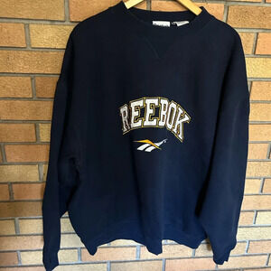 Vintage Reebok 90’s Pullover Crewneck Sweatshirt Blue Embroidered Logo Size XL